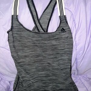 Adidas Gray Striped Tank Top